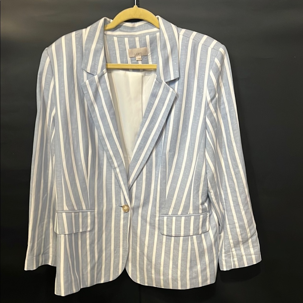 Women's Striped Blazer - Blue and White